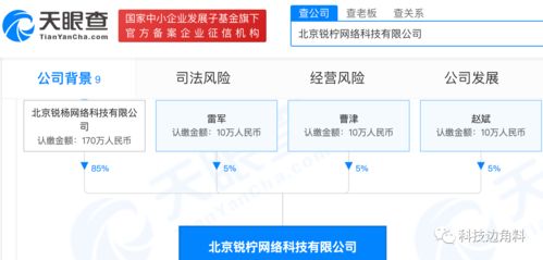 雷軍參股成立北京銳檸網絡科技公司，持股5%，布局信息系統集成服務